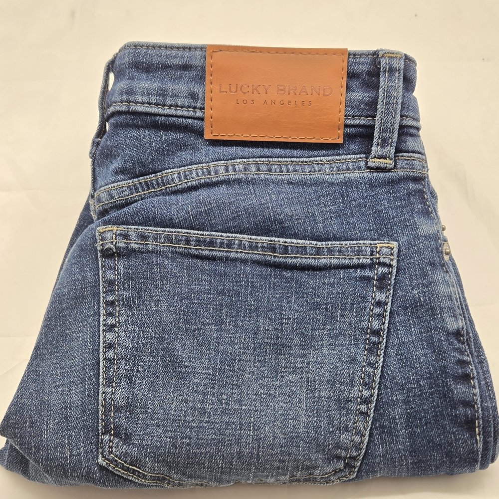 Lucky Brand Blue Denim Jeans with Tan Leather Patch